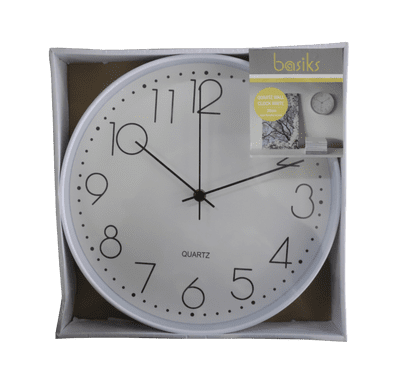 Basiks 30cm Quartz Wall Clock - White