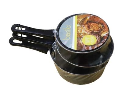 Basiks Carbon Steel Saucepan Set - 3 Piece