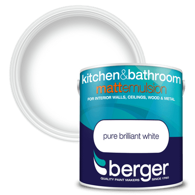 Berger Kitchen & Bathroom Matt Emulsion - 2.5L Brilliant White