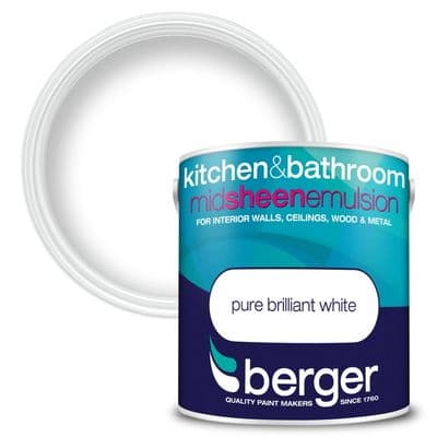 Berger Kitchen & Bathroom Midsheen 2.5L - Pure Brilliant White