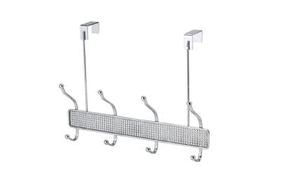 Blue Canyon Diamante 4 Hook Over Door - Silver
