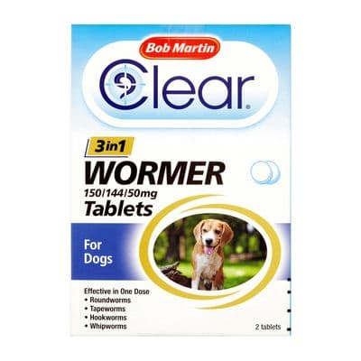 BOB MARTIN CLEAR 3-IN-1 WORMER TABLETS FOR DOGS