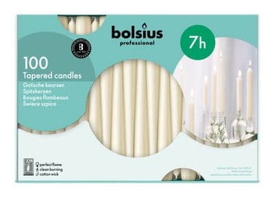 Bolsius Tapered Candles Box 100 - Ivory