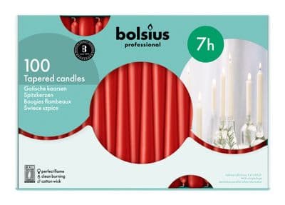 Bolsius Tapered Candles Box 100 - Red