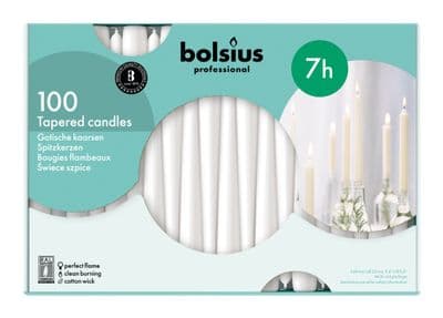 Bolsius Tapered Candles Box 100 - White