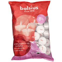 Bolsius White 8 Hours Tea Lights - Bag 45