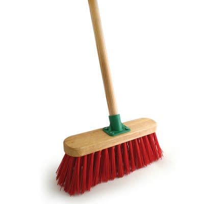 BROOM UNVARNISHED RED PVC C/W 4FT 6