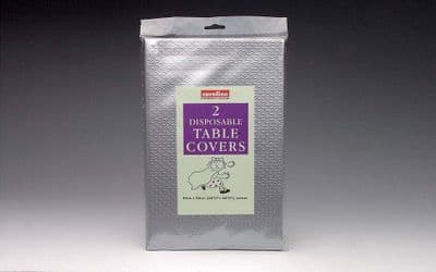 Caroline Square Paper Table Covers - 90cm Silver, 2 Pack