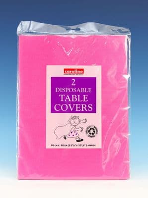 Caroline Square Paper Tablecovers - 90cm Hot Pink