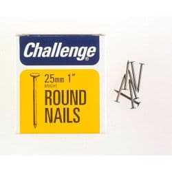 Challenge Round Wire Nails - Bright Steel (Box Pack) - 25mm