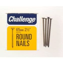 Challenge Round Wire Nails - Bright Steel (Box Pack) - 65mm