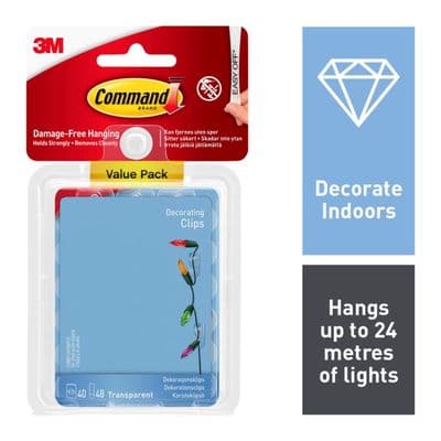 Command™ Clear Decorating Clips With Clear Strips Value Pack - 40 Clips, 48 Strips