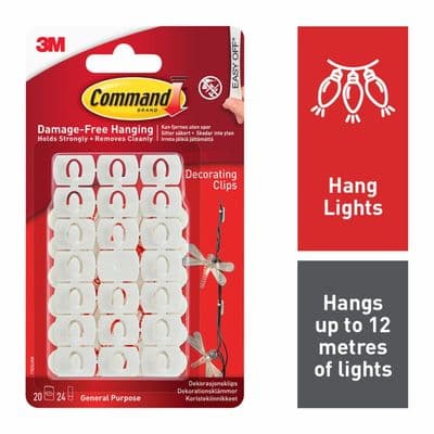 Command™ Decorating Clips White - 20 Clips, 24 Mini Strips