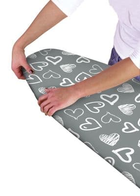 Country Club Ironing Board Cover Grey Hearts - Ez-Fit