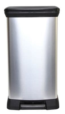 Curver Deco Black & Silver Pedal Bin - 50L