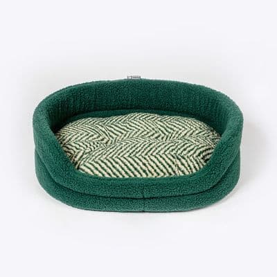 DANISH DESIGN FLEECE SLUMBER BED GREEN HERRINGBONE