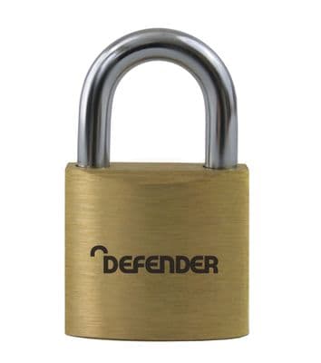 Defender Brass Padlock 2 Keyed Alike - 40mm