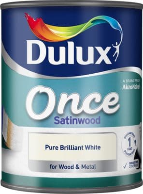 Dulux Once Coat Satin Wood 750ml - Brilliant White