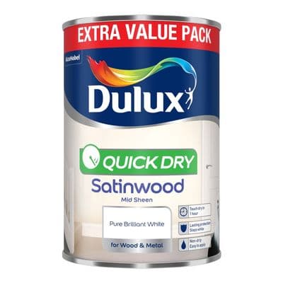 Dulux Quick Dry Satinwood 1.25L - Pure Brilliant White