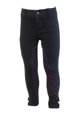 Equisential Junior Spotty Jodhpurs Navy/Azalea Size 20
