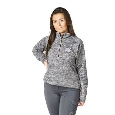 FIREFOOT HALF ZIP SPORT TOP LADIES GREY MARL/ROSE GOLD