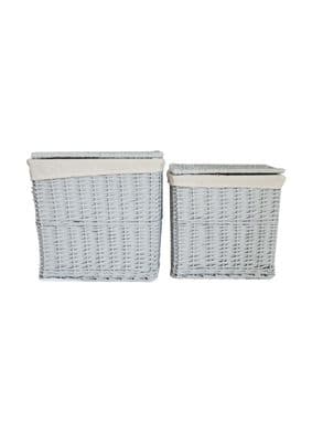 Hearth & Home Grey Rectangular Log Basket - Set 2