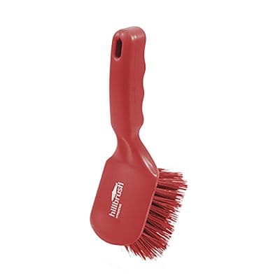 HILLBRUSH DRS SHORT HANDLED STIFF BRUSH - 254 MM - RED - D4RRES