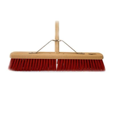 HILLBRUSH TRADE PLATFORM BROOM WITH FITTED HANDLE - 610 MM - PVC RED - MEDIUM