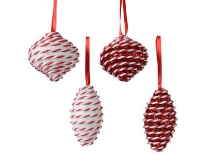 Kaemingk Bauble Foam Glitter Red/White - 5.50cm Assorted