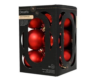 Kaemingk Baubles Polystyrene Christmas Red Pack 12 - 6cm Assorted
