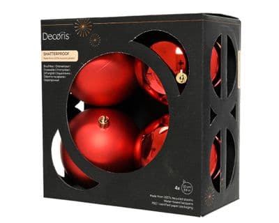 Kaemingk Baubles Polystyrene Christmas Red Pack 4 - 10cm Assorted