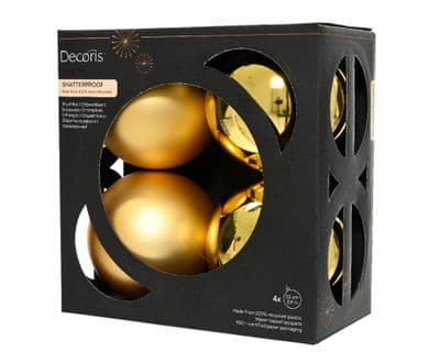 Kaemingk Baubles Polystyrene Gold Pack 4 - 10cm Assorted