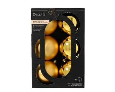 Kaemingk Baubles Polystyrene Gold Pack 6 - 8cm Assorted