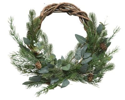 Kaemingk Decorative Wreath Leaves Pinecones Green - 12cm