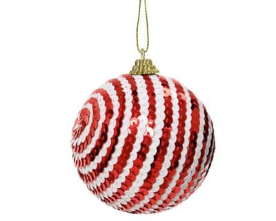 Kaemingk Foam Glitters & Sequins Bauble 8cm - Red