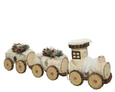 Kaemingk Foam Natural Train with 2 Wagons - 12x20x83cm