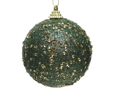 Kaemingk Foam Sequins Bauble 8cm - Pine Green