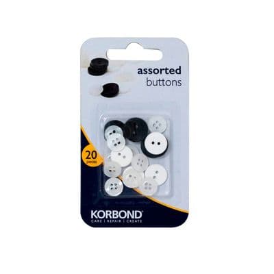 Korbond Assorted Buttons - 20 Piece
