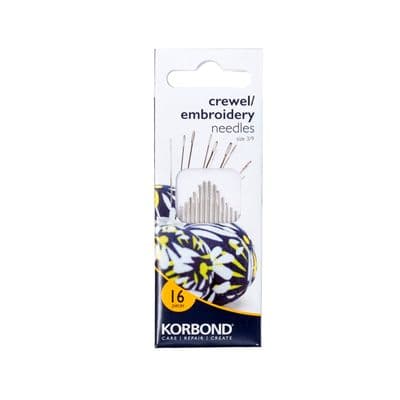Korbond Crewel Embroidery Needles - 16 Piece