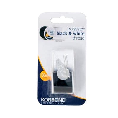 Korbond Polyester Thread Black & White - Twin Pack