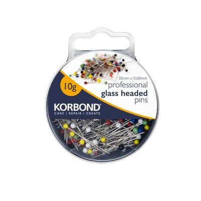 Korbond Professional Glass Head Pins - 10g