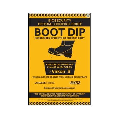 LANXESS VIRKON BOOT DIP SIGN