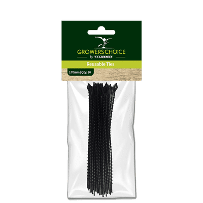 Lightweight Reusable Ties Black 17cm 30pk