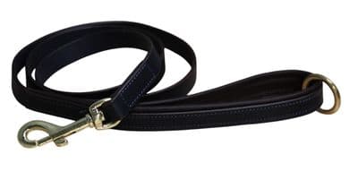 Mackey Padded Dog Lead - Navy & Brown
