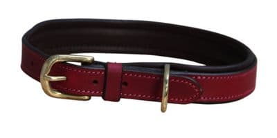 Mackey Padded Leather Dog Collar - Mulberry & Brown  - Large