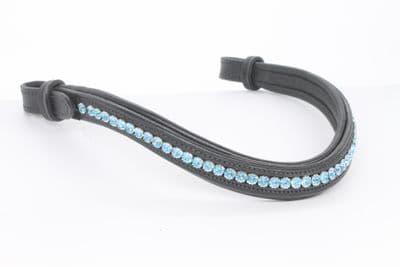 Mackey Sparkle Browband -Baby Blue-Black leather-Full