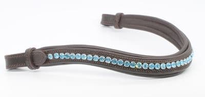 Mackey Sparkle Browband -Baby Blue-Brown leather-Full