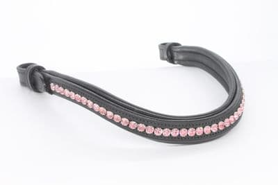 Mackey Sparkle Browband -Baby Pink-Brown leather-Pony