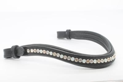 Mackey Sparkle Browband -Crystal-Black leather-Full
