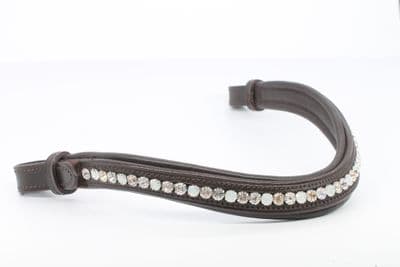 Mackey Sparkle Browband -Crystal-Brown leather-Full